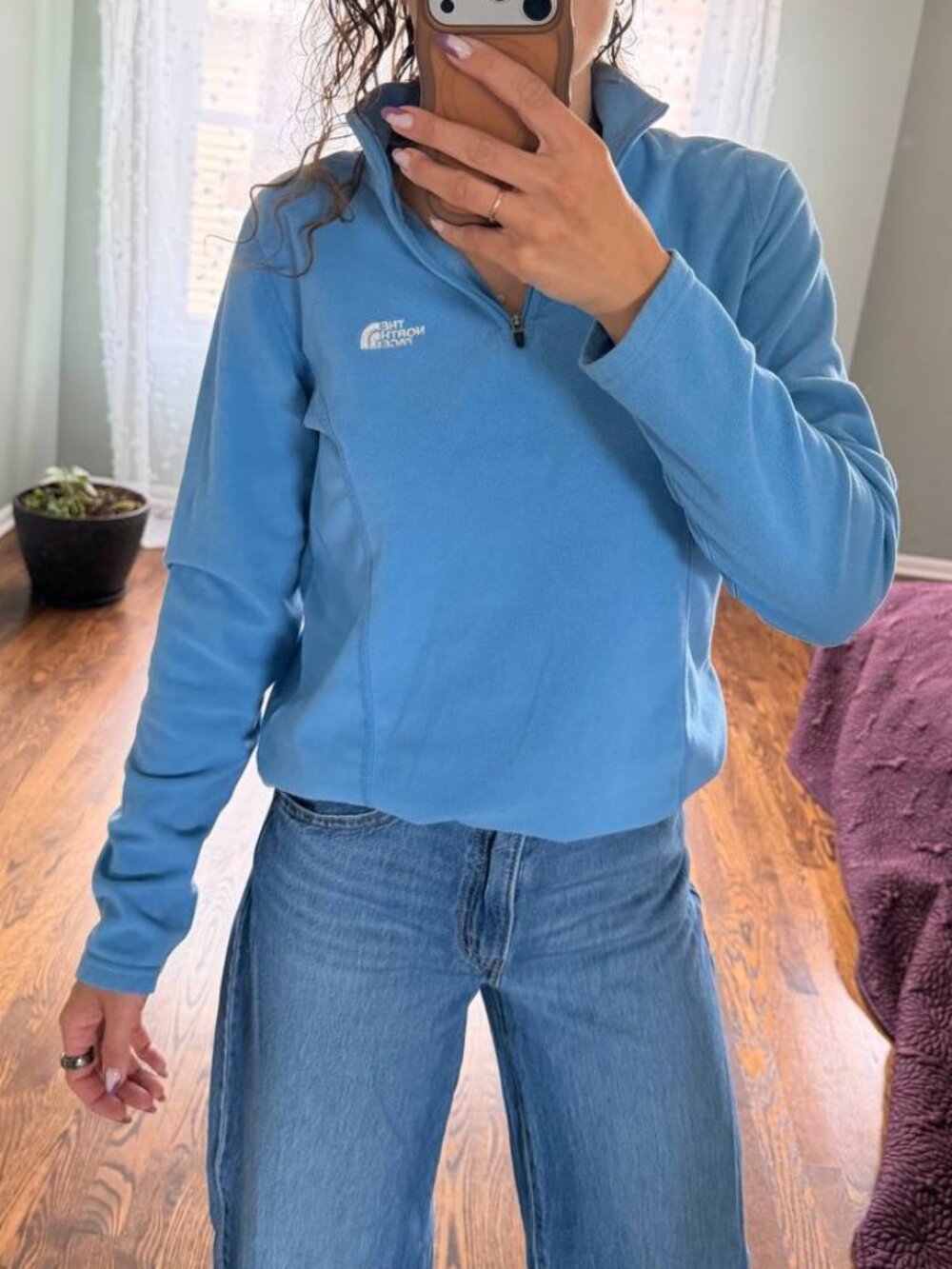 The North Face TKA 100 Sky Blue Quarter-Zip Fleece Pullover Jacket
